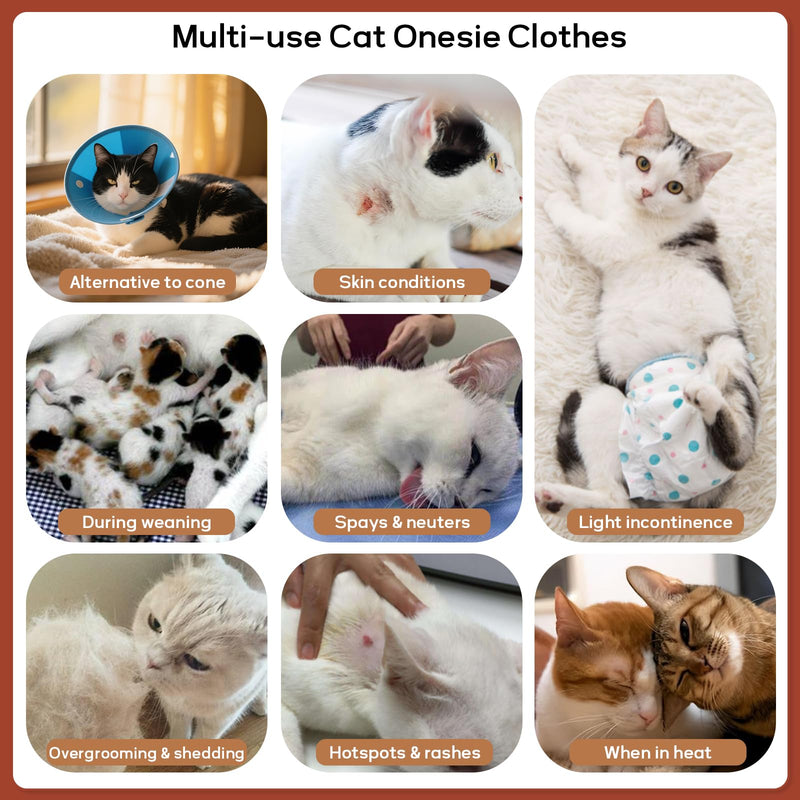 QBLEEV Cat Recovery Suit for Post Surgery, Spay Neuter Suit for Cats, Soft Stretchy Cotton Cat Onesie for Skin Diseases, Anti-Lick Surgical Shirt Pajamas for Abdominal Wound, Kitten Cone Alternative Medium Rainbow - PawsPlanet Australia