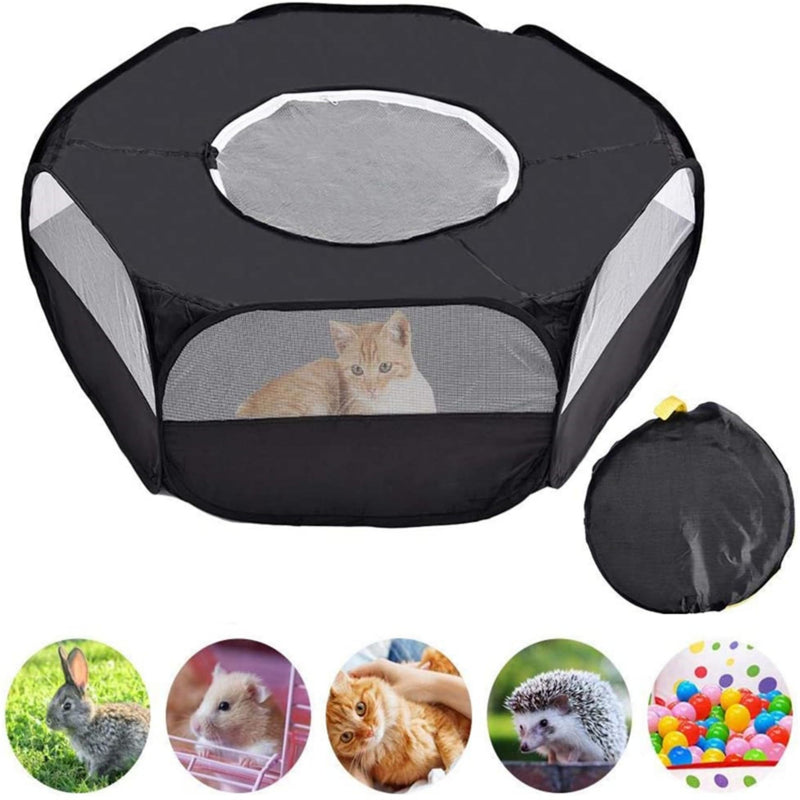 Small Animal Playpen,Popup Playpen,Portable Pet Tent,Foldable,Chicken brooder,Hamster/Dog/Cat/Rabbit/Guinea Pig/Chick Pet Cage Tent with Zipper Cover,Waterproof Black - PawsPlanet Australia