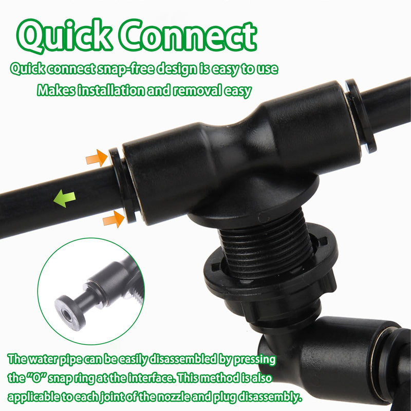 Reptile Mister Nozzles - T Double Misting Assembly，Reptile Misting Nozzles 1/4'', Reptile Fogger Fine Mist Nozzles for Reptile Terrarium, Paludarium, Vivarium, Plants, Amphibians, Tank Double Nozzle Adjustable Focus - PawsPlanet Australia