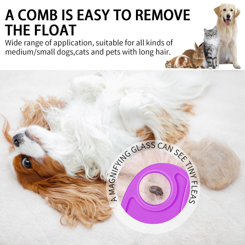 Flea Comb for Dogs Cats Kittens - 3 PCS Cat Flea Comb Brush for Small Dogs Stainless Steel Flea Comb with Magnifier for Pet Grooming Eye Tear Stain (Prule) Prule - PawsPlanet Australia