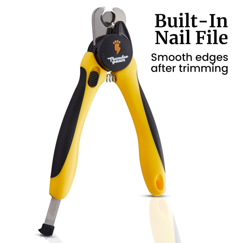 LED Dog Nail Clippers with Light, Trimmers with Protective Guard, Quick Sensor, Safety Lock and Nail File - Suitable for Large and Small Dogs & Cats (Yellow, LED) Medium-Large (LED) Yellow - PawsPlanet Australia