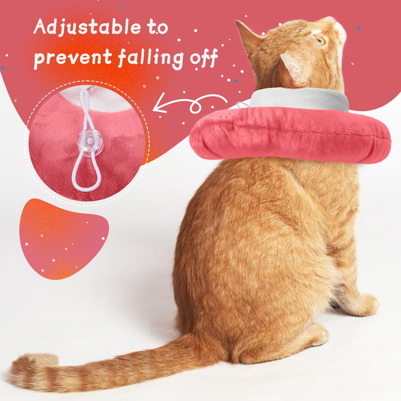 Cat Recovery Collar, Neck Cone Kitten Cone Collar Soft to Stop Licking after Surgery Cat Doughnut CollarAnti-Licking(Pink, M) Pink