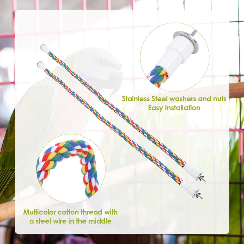 Bird Rope Perches, Colorful Parrot Cage Swing Toys, Comfortable Perch for Cockatiel, 2 Pack 105CM - PawsPlanet Australia