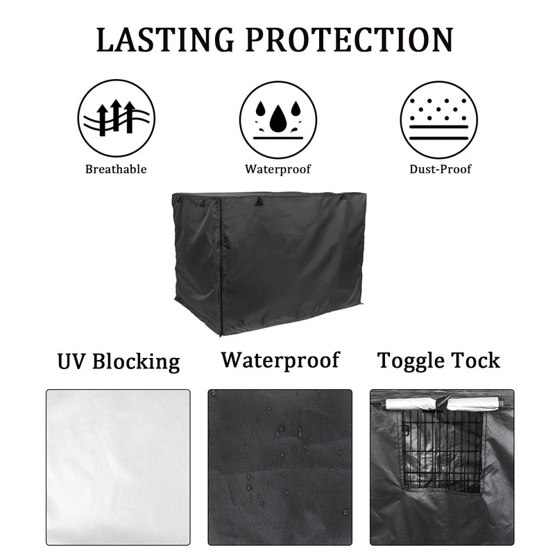 Dog Crate Cover 36 inch - Double Door, Dog Kennel Indoor, Waterproof Dog Kennel Cover with Air Vent Window, for Indoor/Outdoor Most Wire Dog Crate(Black) 36.0"L x 23.0"W x 25.0"H Black - PawsPlanet Australia
