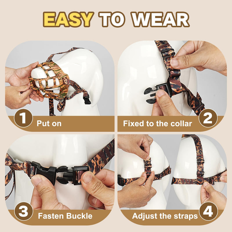 Dog Muzzle to Prevent Biting, Basket Muzzle for Large Medium Small Dogs Allows Panting Drinking Anti Chewing, Perfect for Grooming Trimming Training and Aggressive Reactive Dogs (Brown, Size 5) - PawsPlanet Australia