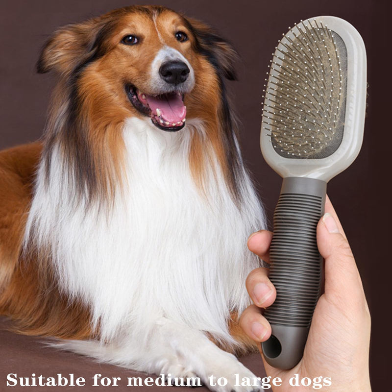 Hair cleaning tool for medium and large dogs, soft and firm bristles to remove loose tangled and undesirable undercoat. dog brush. - PawsPlanet Australia