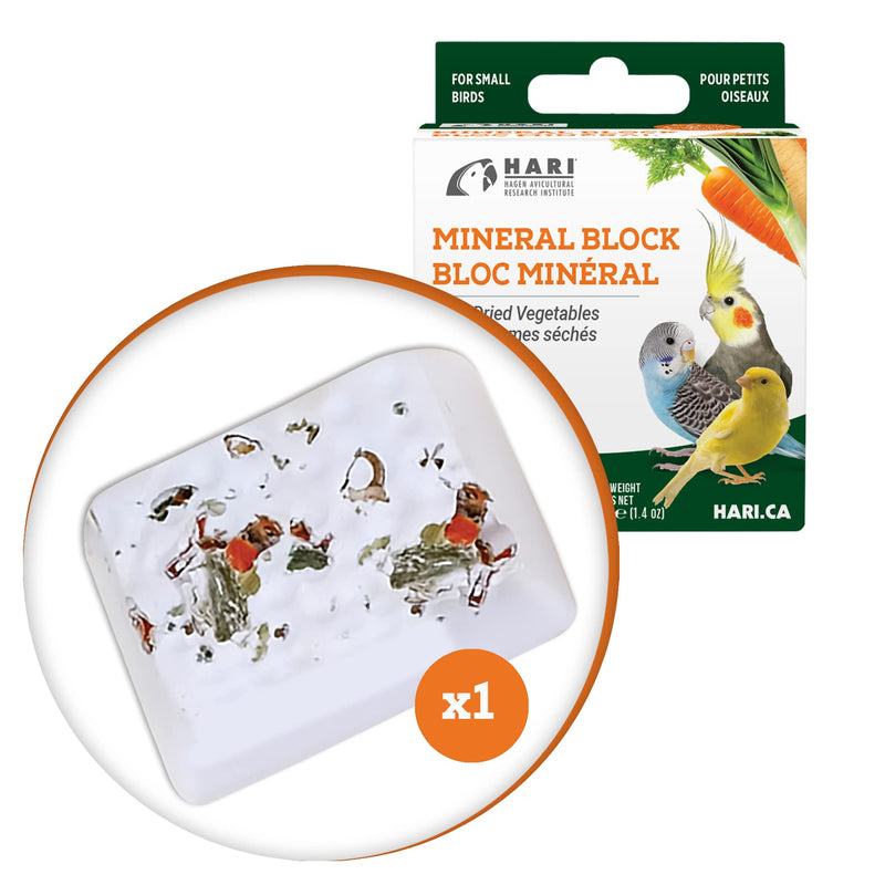 Hari Mineral Block for Birds with Dried Vegetables, Calcium Supplement Bird Treat 1.4 Ounce (Pack of 1)