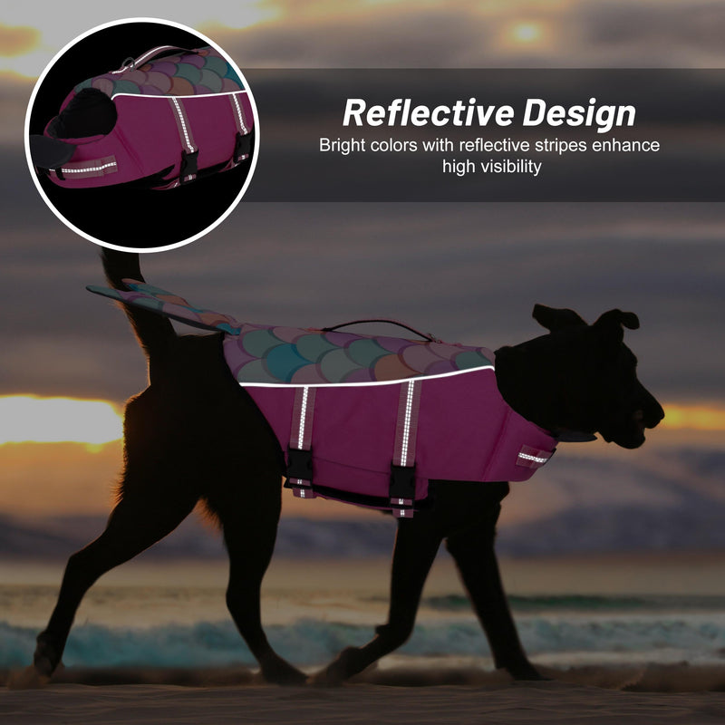 cyeollo Dog Life Jacket Mermaid Safety Dog Vest with Rescue Handle for Swimming Boating Dog Life Jacket for Small Dogs Medium (Chest Girth: 20"-24") 1# Pink Mermaid - PawsPlanet Australia