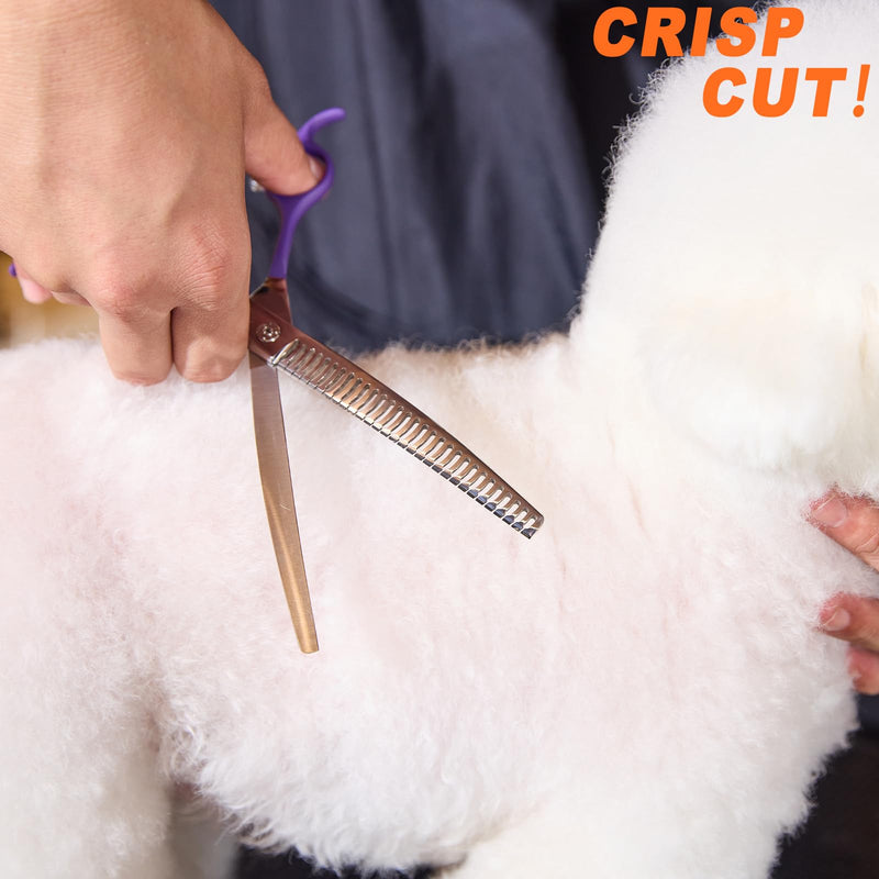 High-end Professional Dog Grooming Curved Thinning Scissors Teeth Blending Shears Pet Texturizing Thinner Blender Shears 7.5 Inch Extremely Very Sharp Made Of Stainless Steel Alloy For Dog Cat Groomer 7.5inch Curved Thinning Shears - PawsPlanet Australia