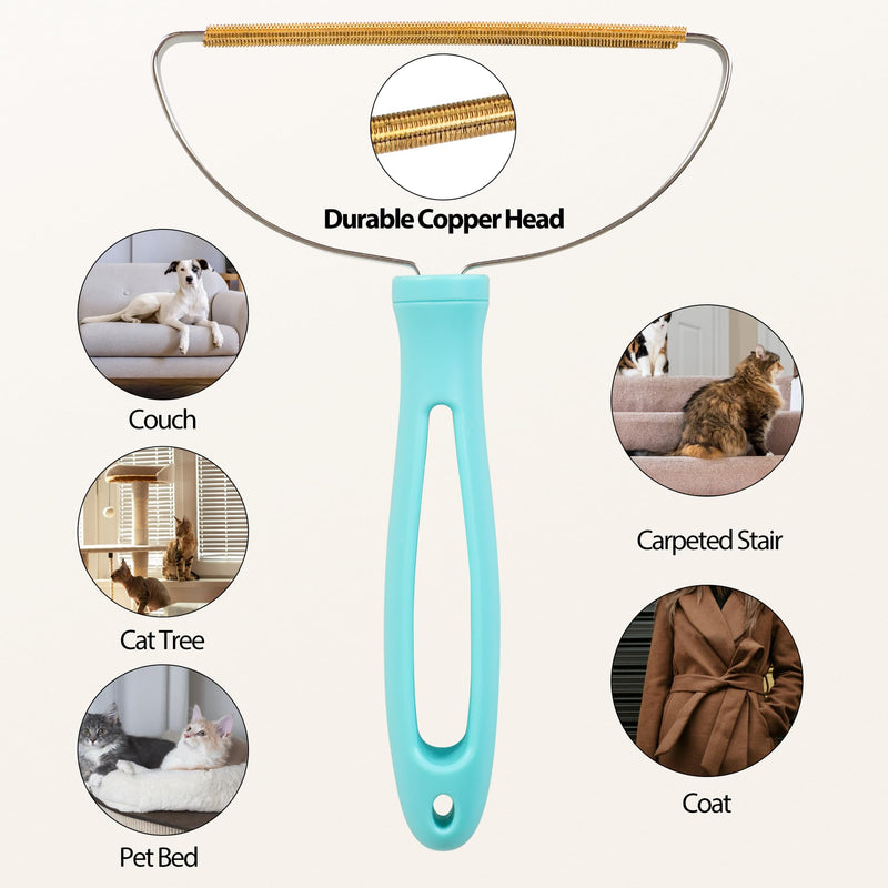 Carpet Rake for Pet Hair Removal Tool, 2025 New Generation 2 in 1 TPU and Copper Rake Teeth Pet Hair Remover with 54’’ Adjustable Long Handle, Reusable Cat Dog Hair Cleaner Rake Broom - PawsPlanet Australia