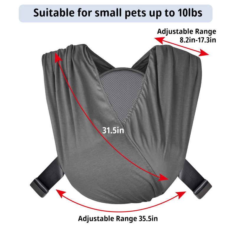 CUBY Swaddle Dog Sling Carrier for Small Dogs, Front Pet Sling Carrier Chest,Hands Free Adjustable Cat Sling Carrier Soft Cotton Reducing Pain Puppy Sling Carrier for Small Pet Up to 10lb (Dark Gray) Dark Gray - PawsPlanet Australia