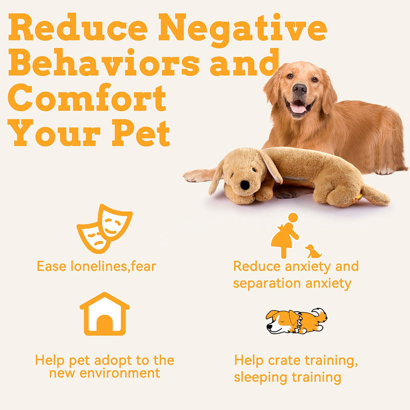 Heartbeat Puppy Toy Heartbeat Stuffed Animal for Dog Anxiety Relief and Calming Aid, Dog Heartbeat Toy for Puppy Sleep Aid Crate Training, Puppy Essential Puppy Needs, Golden Golden Retriever - PawsPlanet Australia