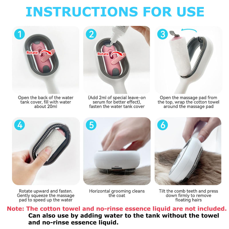 4 in 1 Pet Hair Removal Comb with Gravity Water Tank, Cat Dog Massage Brush Self Cleaning Grooming Wet Comb for Shedding Fur (Long Hair, 2PCS) Long Hair, 2PCS - PawsPlanet Australia