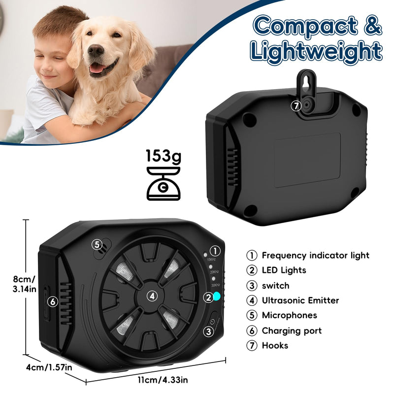 Anti Barking Device for Dogs, Dog Bark Deterrent Devices with 3 Modes, Ultrasonic Dog Bark Control Devices 50Ft Range Outdoor & Indoor, Waterproof Dogs Barking Silencer Safe for Human & Dogs (Black) - PawsPlanet Australia
