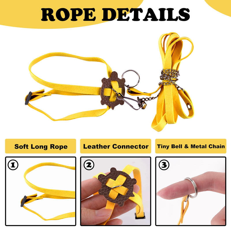 Tortoise Leash and Training Skateboard Toy, Mini Skateboard and Adjustable Harness for Turtle, Funny Tortoises Toys Accessories for Tortoise, Lizard, Small Animals (Yellow) Yellow - PawsPlanet Australia