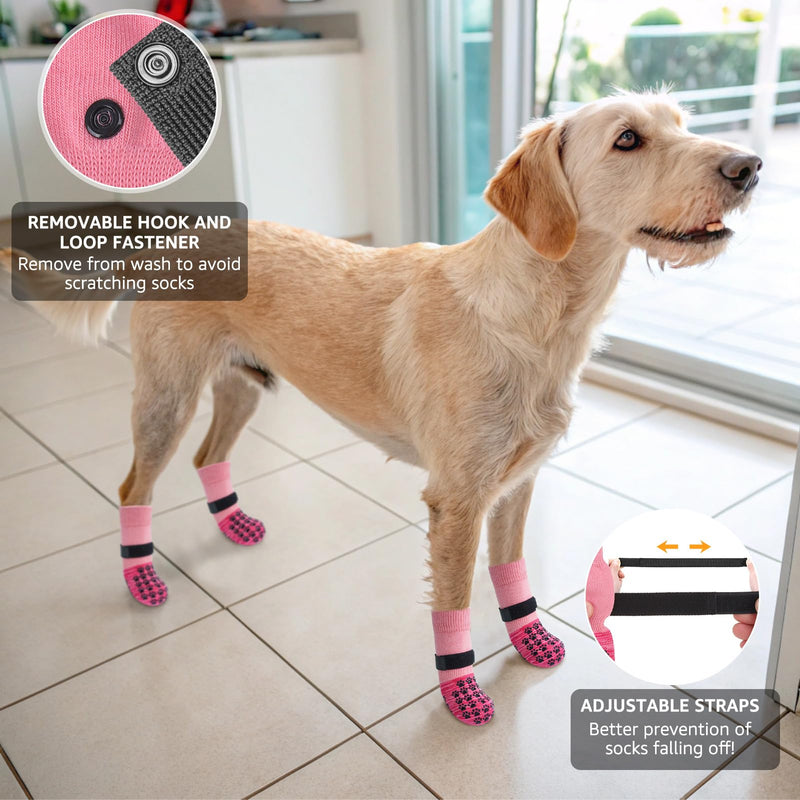 SCENEREAL Dog Socks to Prevent Licking Paws for Hardwood Floors Anti Slip, Dog Grippy Socks Shoes for Senior Small to Large Dogs, Dog Boots & Paw Protectors for Hot/Cold Scratching Pavement XS(Paw width 1.8") Pink - PawsPlanet Australia