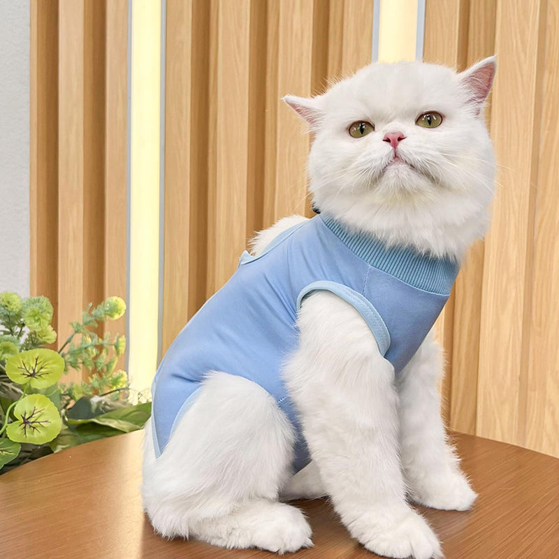 Cat Recovery Suit 2 Pack, Soft Breathable Surgical Body Suit for Female Cats After Surgery, Anti-Lick Spay Neuter Cone Alternative, Pink & Blue, Size M (2-4KG)