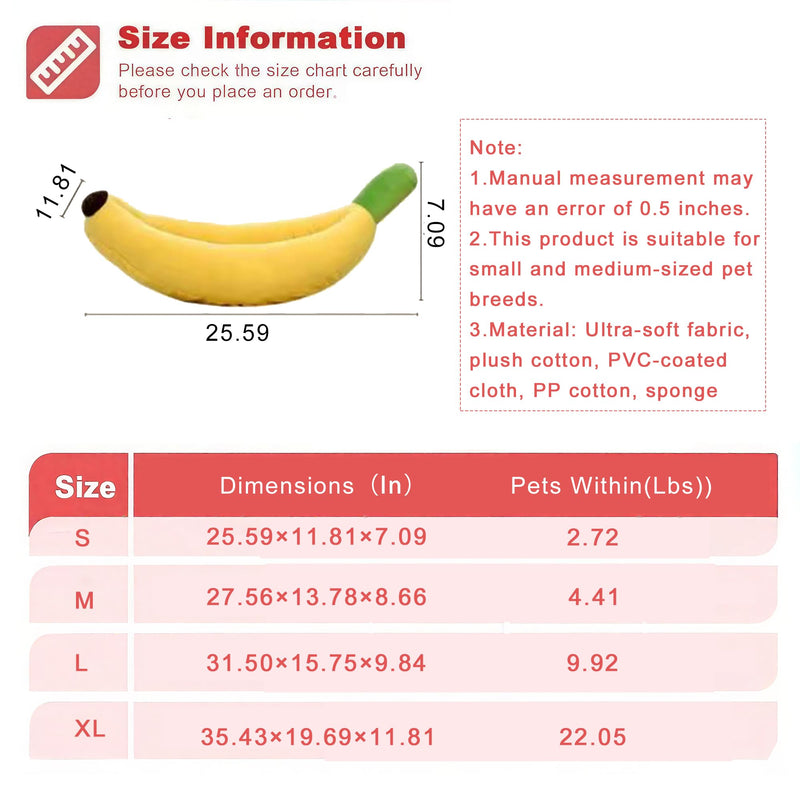 Dog & Cat Bed for Indoor Cats Relaxing Banana Mattress Fluffy Pet Mattress Waterproof Memory Foam Pet Bed with Sides Suitable for Small and Medium-Sized Dogs and Cats Guinea Pig Bed (Small) - PawsPlanet Australia