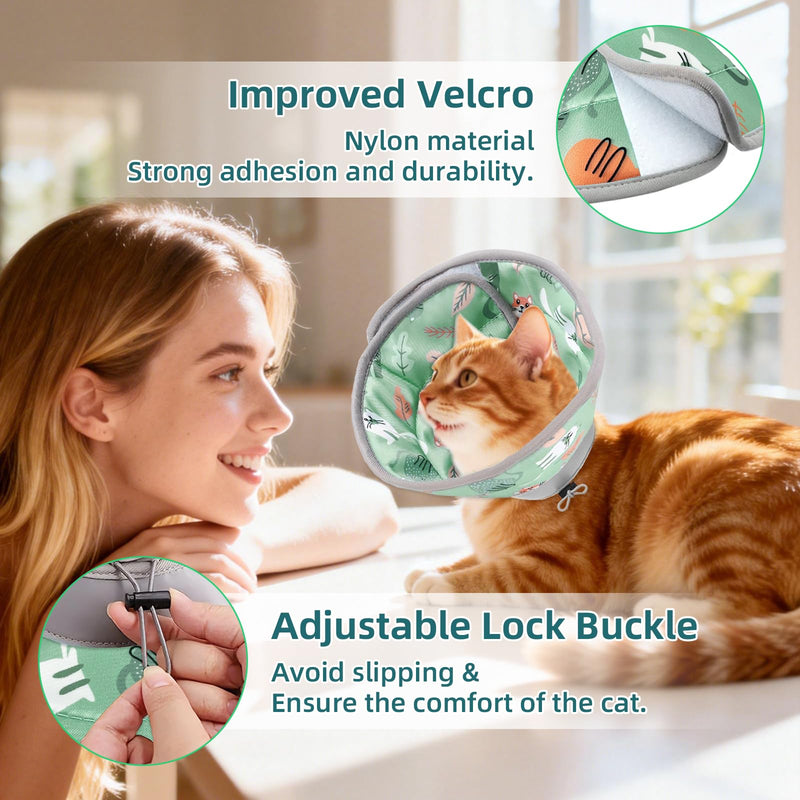 Cat Cone, Soft, Adjustable Elizabethan Collar, Stop Licking After Surgery, Pet Recovery Collar, Suitable for Kittens, Small Dogs, and Puppies (Grey, M) (Mint Green, S) Mint Green