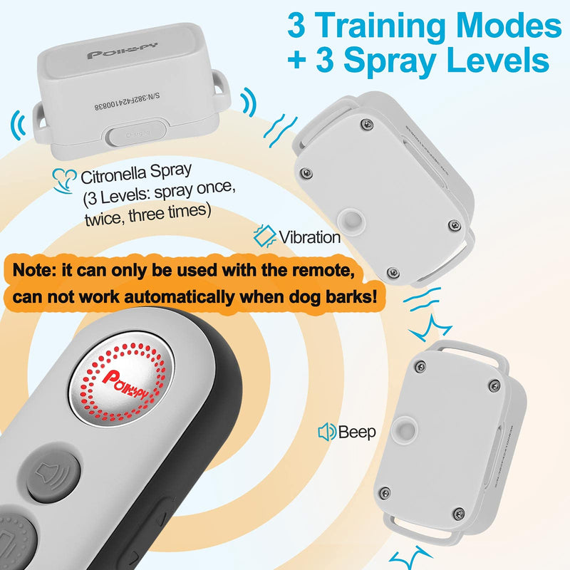 Citronella Dog Training Collar with Remote【Can't Work Automatically】,3 Modes & 3 Spray Levels, Spray/Vibration/Beep, Humane Citronella Dog Collar,1000ft Range No Shock Rechargeable Spray Dog Collar - PawsPlanet Australia