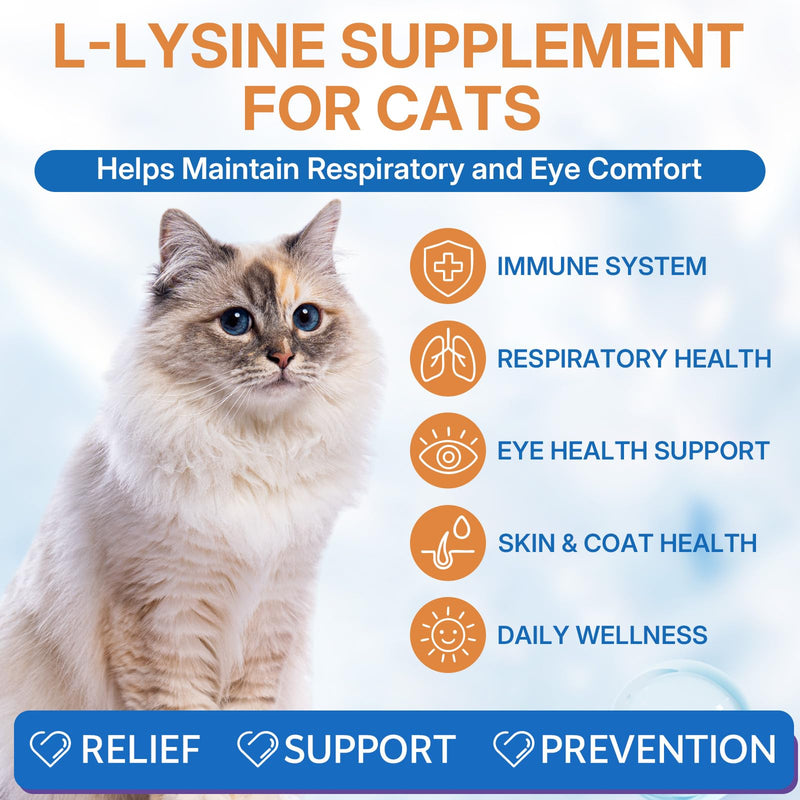 WEALLIN L-lysine Supplement for Cats, Immune Support for Cats, Support for Feline Respiratory, Sneezing, Runny Nose, Eye Function, Helps Strengthen Natural Defenses, Chicken Flavor (1PC) 1PC