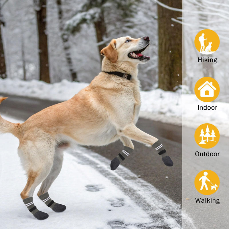 SCENEREAL Anti Slip Dog Boots & Paw Protectors for Hardwood Floor, Extended Dog Socks to Prevent Licking Paws, Waterproof Pet Snow Rain Shoe for Winter Medium Senior Dogs, Grey M Medium(Paw width 2.04in/5.2cm) - PawsPlanet Australia