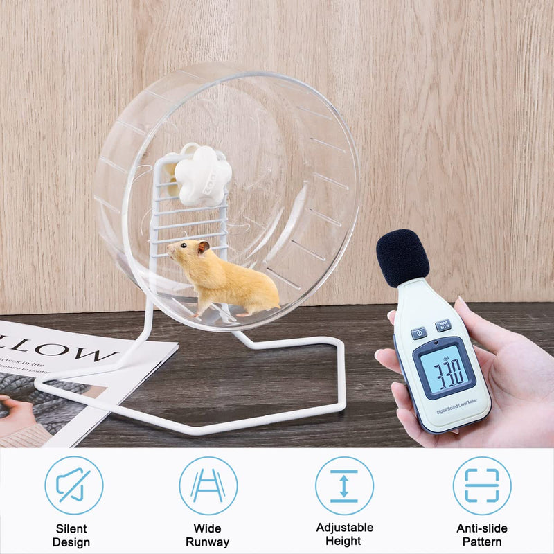 6.7inch Hamster Exercise Wheel, FHDUSRYO Transparent Hamster Running Wheel with Metal Stand, Silent Spinner Hamster Wheel, Pet Running Toy Cage Accessory for Small Animals, Mice Rat, Hedgehog - PawsPlanet Australia