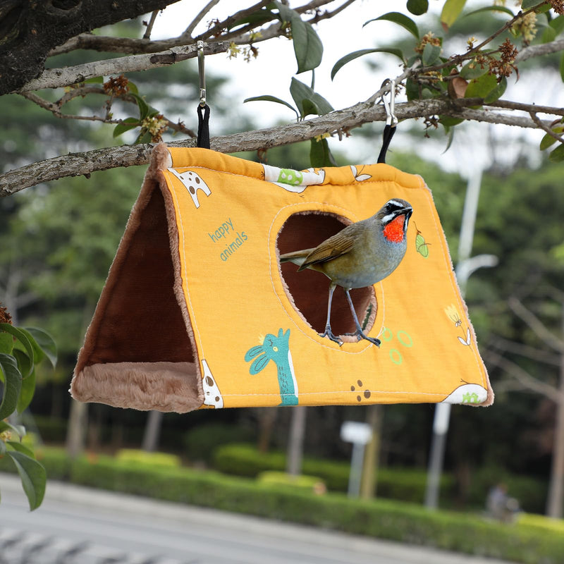Cunno 2 Pcs Winter Bird Warm Nest House Bird Bed for Cage, Hanging Hammock, Plush Fluffy Shed Birds Hideaway 9.8 x 5.5 x 5.9 Inch Sleeping Bed Fuzzy for Budgies, Lovebird, Parrot, Parakeets, Cockatiel Large