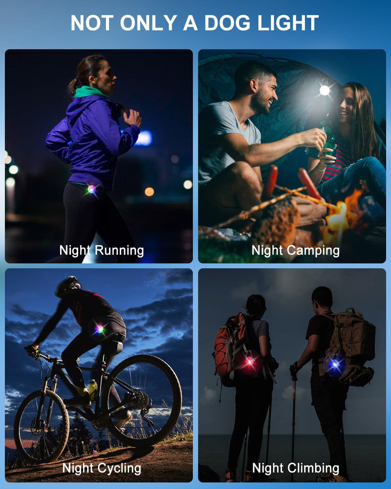 Dog Lights for Night Walking - 2 Pack 4 Modes Dog Collar Light, Rechargeable Dog Walking Light for Nighttime Clip On, IP68 Waterproof Durable Dogs Safety Light (Black) - PawsPlanet Australia