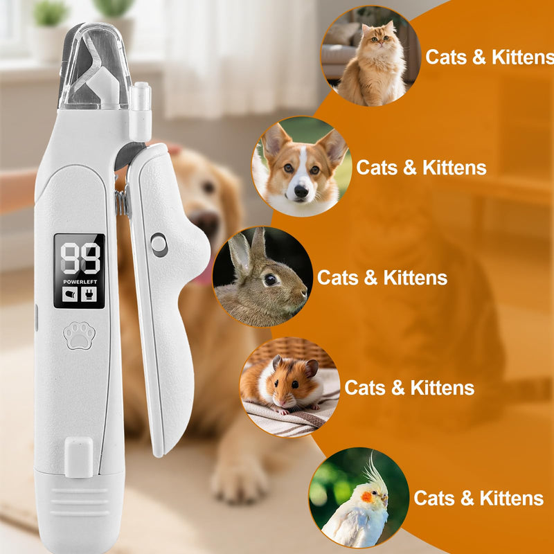 2-in-1 Dog Nail Grinder & Clipper - Low Noise (<40dB) Grinder for Dogs & Cats, Dual LED Lights, USB-C Fast Charging, Nail Catcher Included - Safe for Small, Medium & Large Pets - PawsPlanet Australia