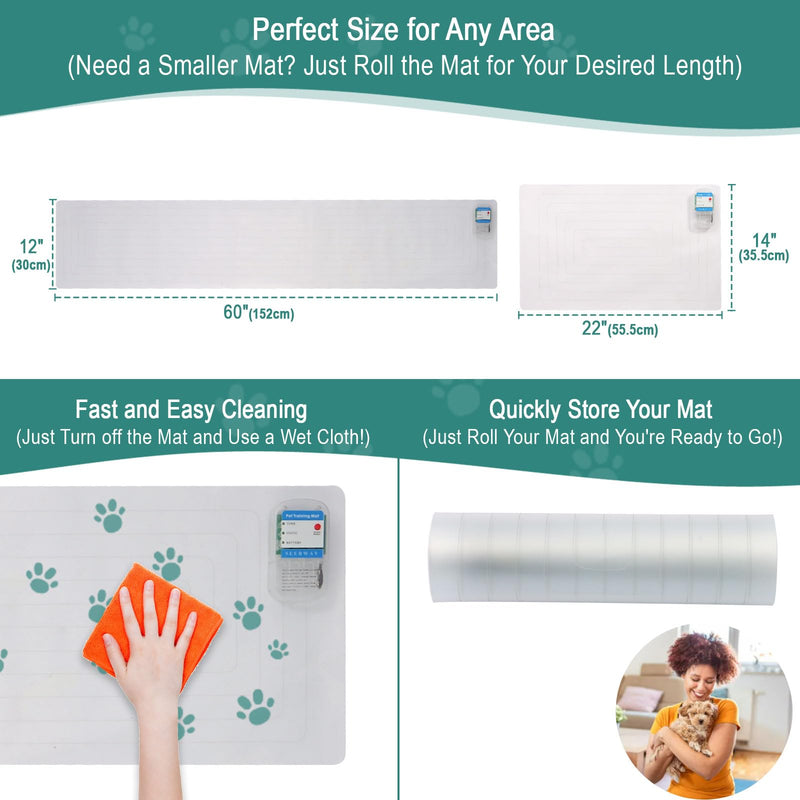 SEERWAY 2-Pieces Pet Training Mat with 3 Modes, Electric Scat Mat for Dogs & Cats | Indoor Shock Pad to Keep Pets Off Furniture, Couch, Sofa, Countertop (60"x12" + 22"x14") 60"x 12" +22"x 14"