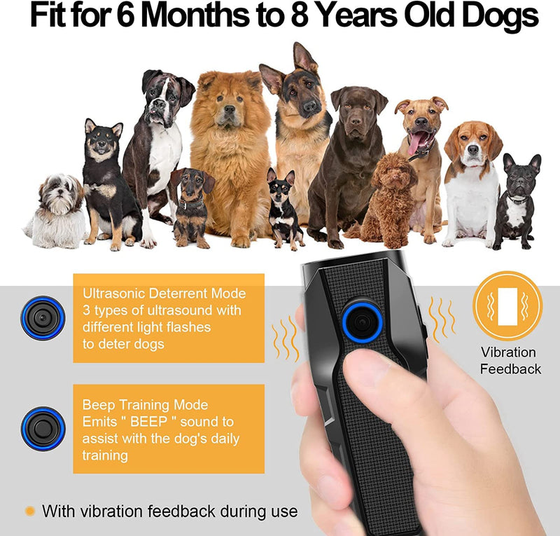 Dog Bark Deterrent Devices & Anti Barking Device for Dogs Indoor Outdoor Barking Control Devices with Led Lights Ultrasonic Bark Stopper Behavior Training Long-Lasting Rechargeable Battery - PawsPlanet Australia