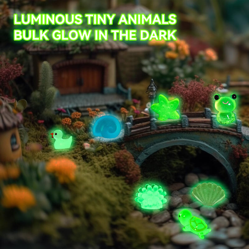 100 Pcs Luminous Mini Resin 15 Styles Tiny Animals Sea Animals Figurines Glow in The Dark Miniature Animals for DIY Fish Tank Potted Micro Dollhouse Landscape Aquarium Decorations - PawsPlanet Australia