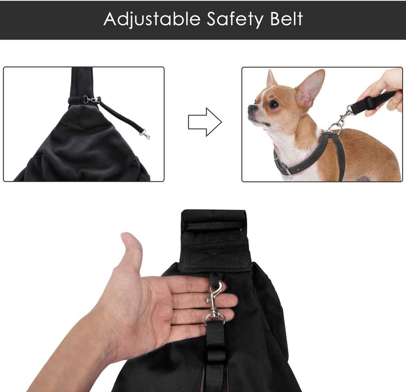 Small Dog & Cat Travel Bag - Hands Free Pet Carrier with Adjustable Strap & Stainless Steel ID Barrel (Black, Up to 12 lbs) Black(up to 12 lbs) - PawsPlanet Australia