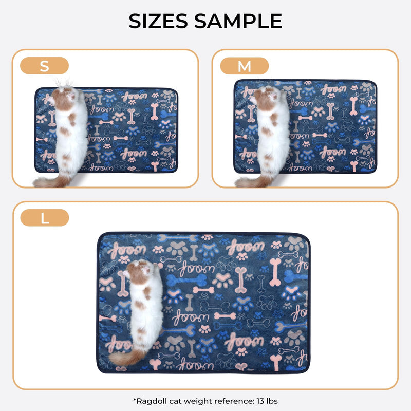 Luciphia 1 Pack 3 Blankets Fluffy Premium Fleece Pet Blanket Flannel Paw Bone Printed Throw for Dog Cat(Large 41"x31", Khaki/Blue/Navy) 41x31 inch (Pack of 3) Khaki/Blue/Navy Bone - PawsPlanet Australia