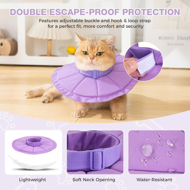 Avont Cat Recovery Suit Bundle with Adjustable Cat Recovery Collar, Soft Lightweight Cone for Cats After Surgery - S