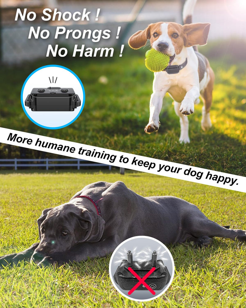 No Shock Dog Training Collar with Remote, Dog Vibration Collar with Controller Beep and Vibrate Only, Safe Lock Waterproof Rechargeable Vibrating Collars for Dogs(10-120 lbs)-No Prongs (Black) Black - PawsPlanet Australia