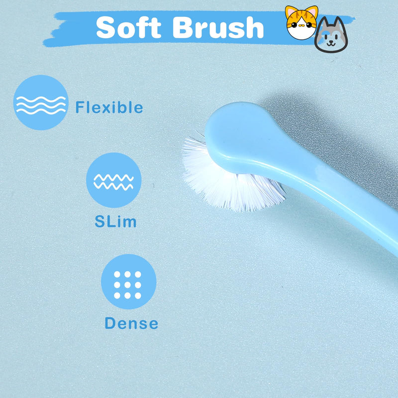 Dog Toothbrush for Small Breeds, 3 PCS Dog Toothbrushes Mini Head Soft Dog and Cat Toothbrush Kit for Puppy Kitten Small Pets Easy Teeth Cleaning & Dental Care (Blue, Pink, Green)