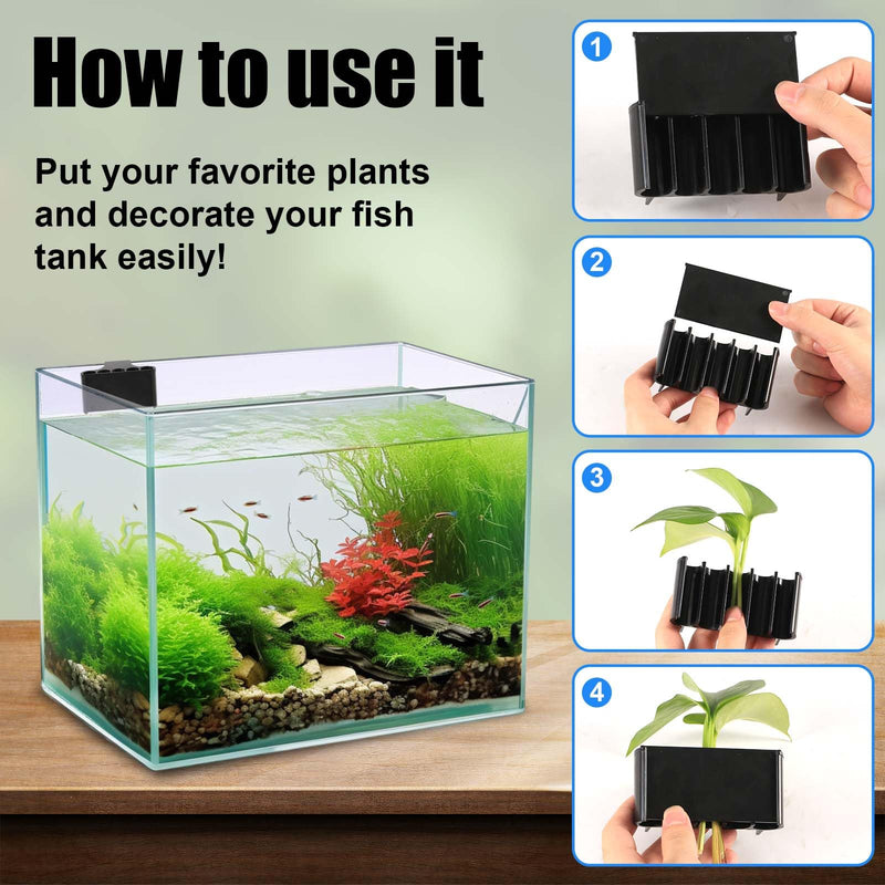 2pcs Aquarium Plant Holder, 5 Holes Top Rimmed Aquarium Floating Planter Box Plastic Aquatic Plant Cup Holder Hanging Aquarium Plant Basket Rack Stand Hanger Accessory for Fish Tank Decorations - PawsPlanet Australia