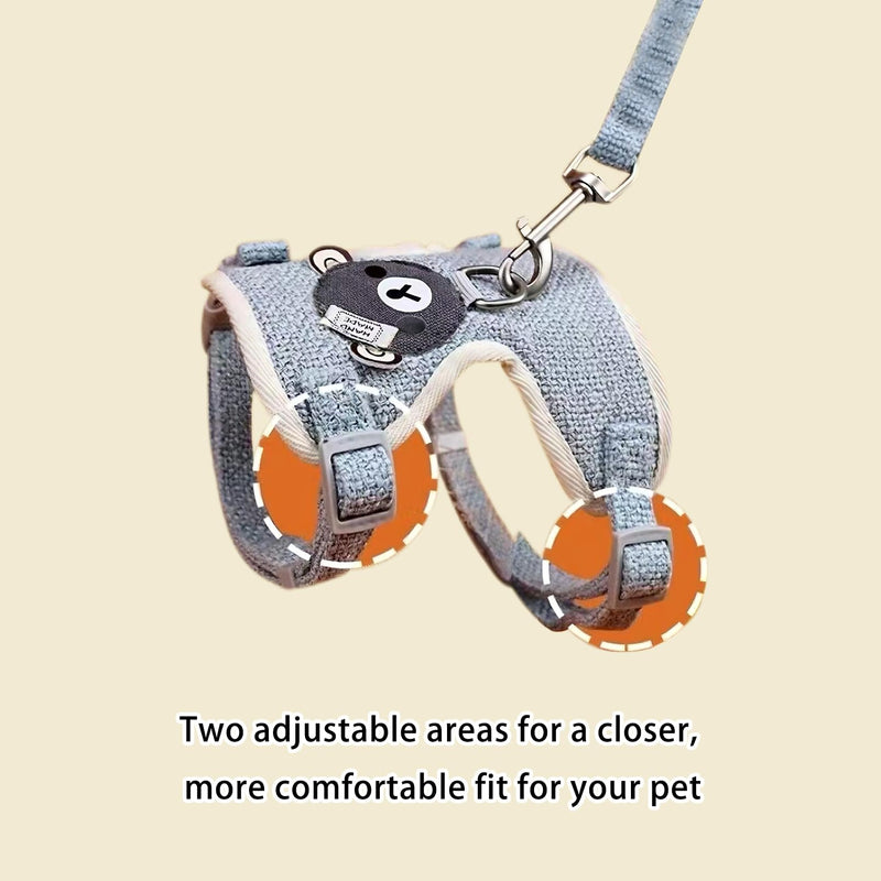 2-Pack Rabbit Harness and Leash Set – Adjustable Small Animal Vest Harness with Safety Buckle – Breathable & Lightweight – Ideal for Rabbits, Ferrets, Guinea Pigs, and Cats (Grey) Grey - PawsPlanet Australia