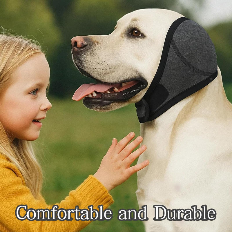 Dog Ear Protectors Noise Cancelling Ear Muffs Adjustable Dog Ear Defenders Waterproof Calming Hood Snood for Dogs Ears Protection During Thunder Fireworks Bath Grooming (L) L
