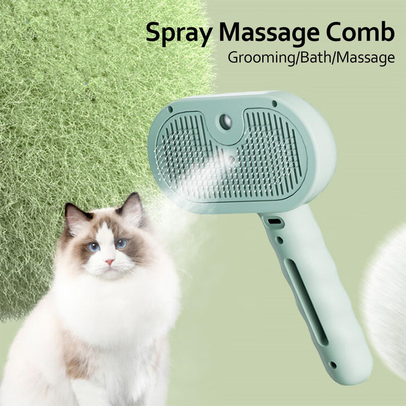 Trumoon Pet steam brush for dogs and cats, Pet Grooming Tool Kit with a stainless steel comb and a portable pet hair remover (Green) Green - PawsPlanet Australia