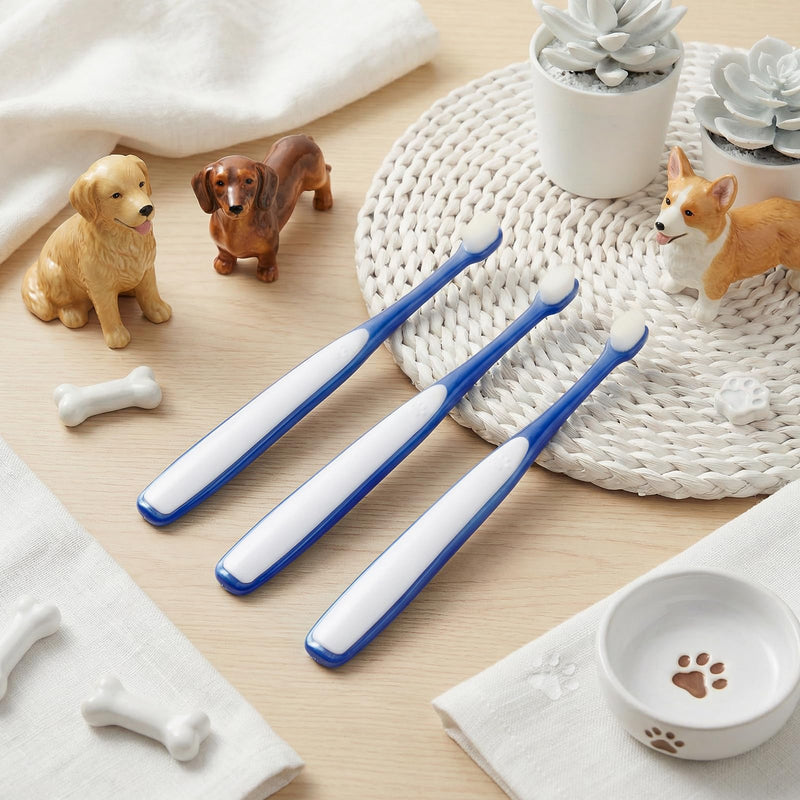 Dog Toothbrush Small Breed, 3 PCS Ultra Soft & Mini Head | Soft Pet Toothbrush, Curved Handle, Gentle Dental Brush, For Yorkie Chihuahua Puppies & Kittens