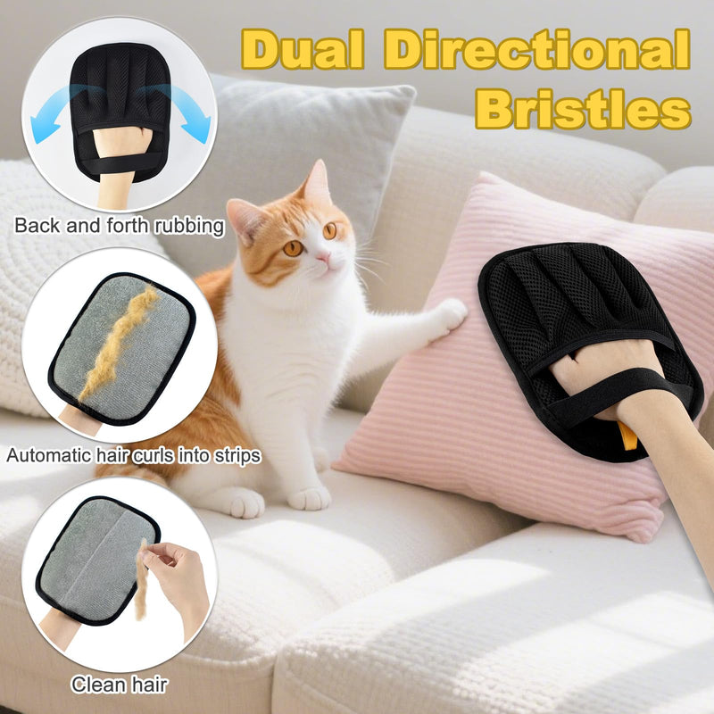 2025 Upgraded Five-Finger Pet Hair Remover Electrostatic Gloves, Pet Hair Removal Glove for Dog Cat Grooming, Durable Dogs Cats Hair Removal Tool for Furniture Car Couch Carpet Clothes, 2 PCS - PawsPlanet Australia
