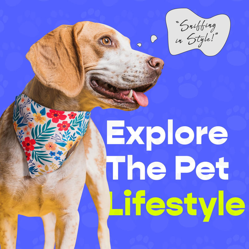 Charcy Dog Bandanas 4 Pack, Fall Dog Bandana Boy Girl for Holiday Birthday, Adjustable Durable Dog Scarf, Unique Design - Ink Flower XL X-Large - PawsPlanet Australia
