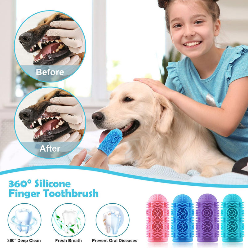 Dog Toothbrush Kit,Finger Toothbrush for Dogs,Toothbrush for Medium Large Dogs,Dog Teeth Cleaning Dental Care, ToothBrush Finger for bigger cats,Pet Toothbrush 4Pack - PawsPlanet Australia