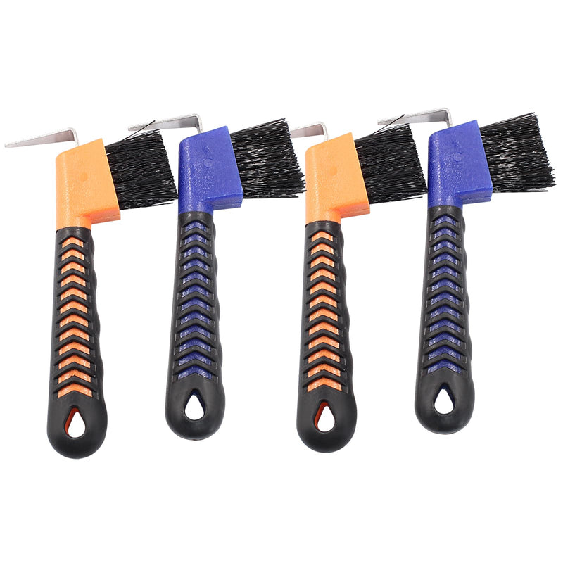 4 Pcs Horse Hoof Pick Brush with Soft Touch Rubber Handle Portable Hoofpick, Blue & Orange 4 Pcs - PawsPlanet Australia