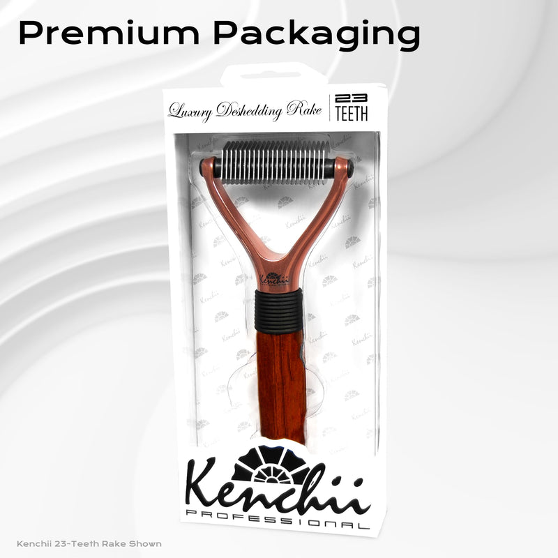 Kenchii Luxury Pet Grooming Rake - Enhance Your Pet's Coat with Precision - Dematting Undercoat Rake for Dogs, Cats - Dog Brush for Shedding 23 Teeth