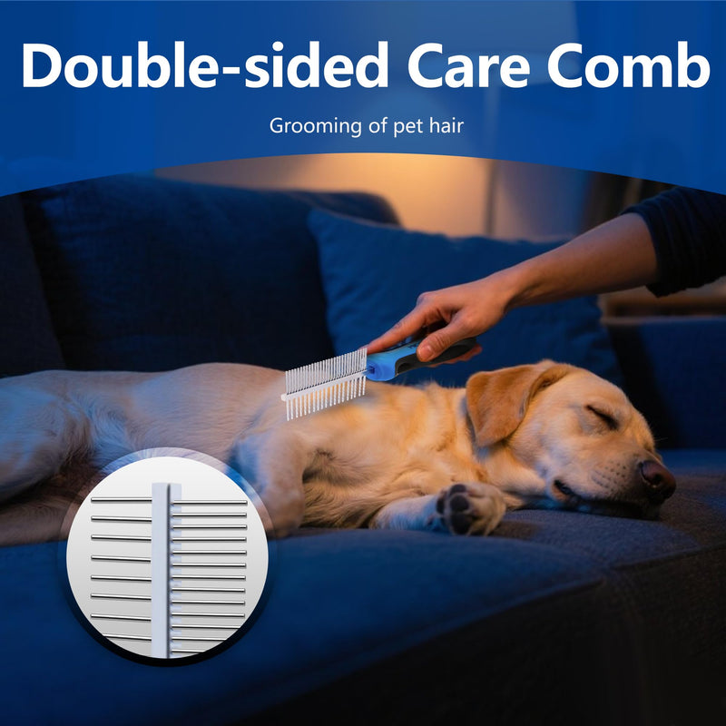 Pet Grooming Set with Shedding Brush and Dematting Comb，Brush for Long-haired Dogs，Dog Shedding Brush，Stainless steel teeth remove tangled hair，Pet Grooming Tools-Large Large - PawsPlanet Australia