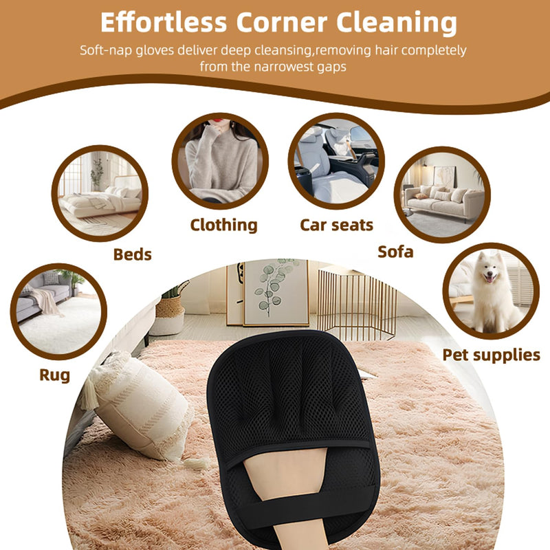 Upgraded 5-Finger Electrostatic Pet Hair Removal Glove for Cats & Dogs - Reusable, Washable, Eco-Friendly Grooming Tool for Furniture, Carpet, Car Seat, Clothes - PawsPlanet Australia